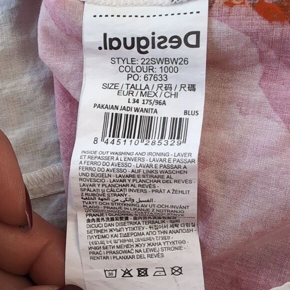 Desigual M. Christian Lacroix Floral Flutter Sleeve Top Sz S - Picture 9 of 12